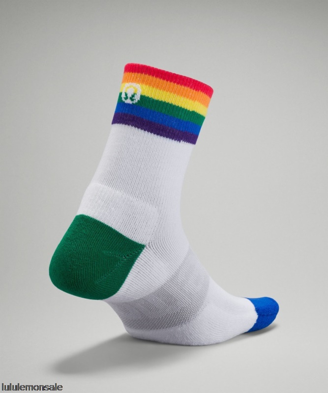 Lululemon Damen DELULU440 | White Daily Stride Mid-crew Socke Rainbow